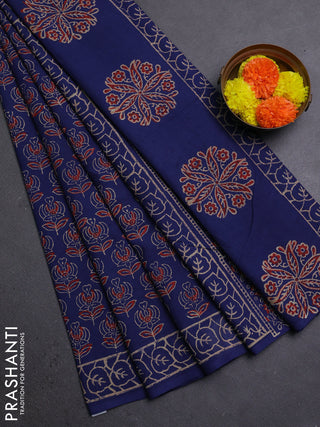 Navy Blue Jaipur Cotton Saree