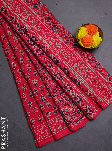 Red Jaipur Cotton Saree