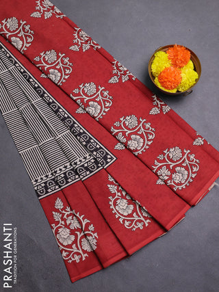 Off White & Red Jaipur Cotton Saree