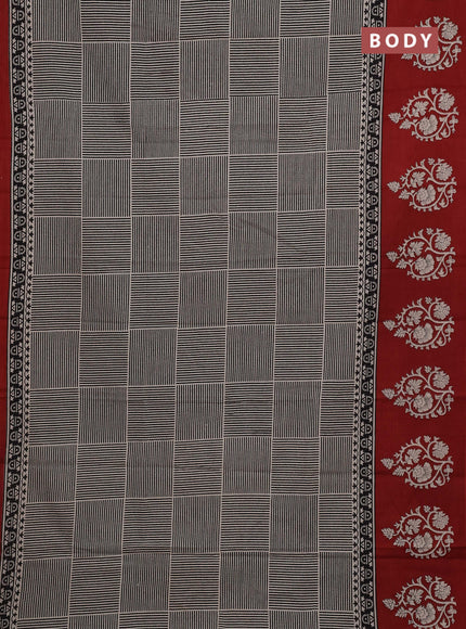 Off White & Red Jaipur Cotton Saree