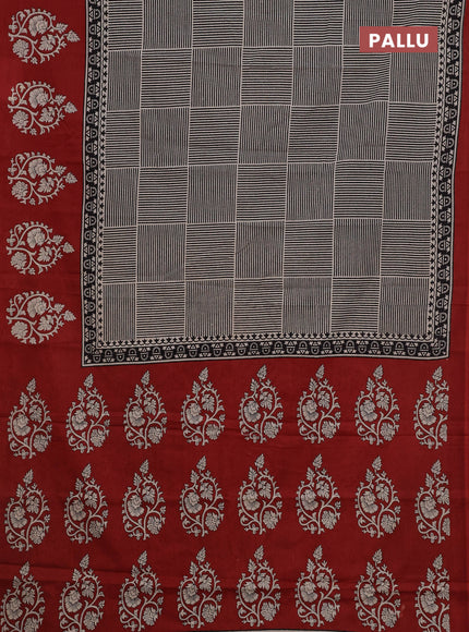 Off White & Red Jaipur Cotton Saree