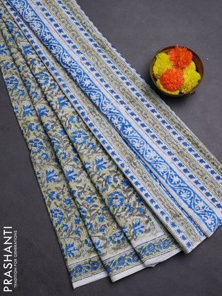 Blue Jaipur Cotton Saree