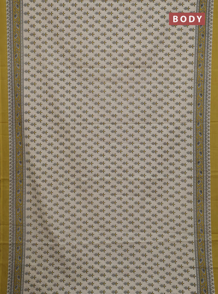 Cream & Mustard Yellow Jaipur Cotton Saree