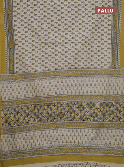 Cream & Mustard Yellow Jaipur Cotton Saree