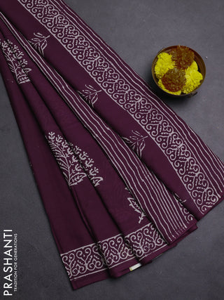 Wine Jaipur Cotton Saree