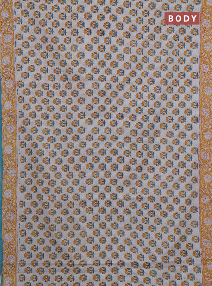 Off White & Mustard Yellow Jaipur Cotton Saree