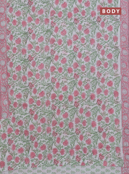 Off White & Baby Pink Jaipur Cotton Saree