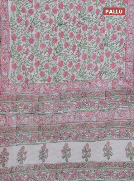 Off White & Baby Pink Jaipur Cotton Saree