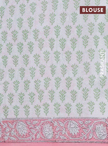Off White & Baby Pink Jaipur Cotton Saree