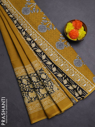 Mustard Yellow Jaipur Cotton Saree