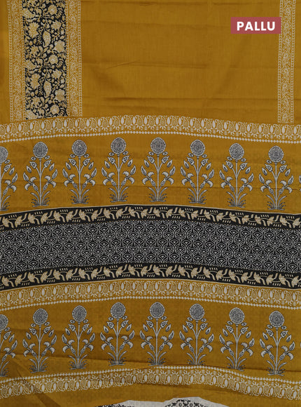 Mustard Yellow Jaipur Cotton Saree