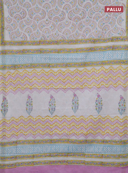 Off White & Pink Jaipur Cotton Saree
