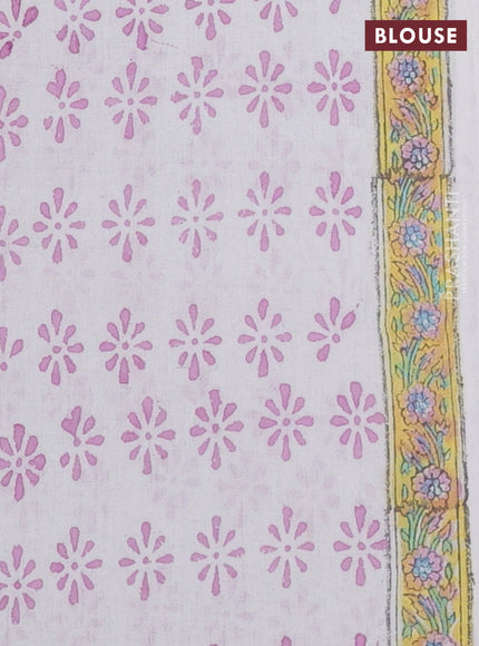 Off White & Pink Jaipur Cotton Saree
