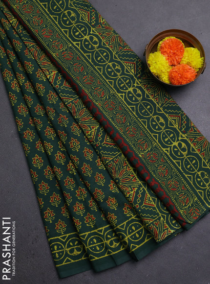 Bottle Green Jaipur Cotton Saree