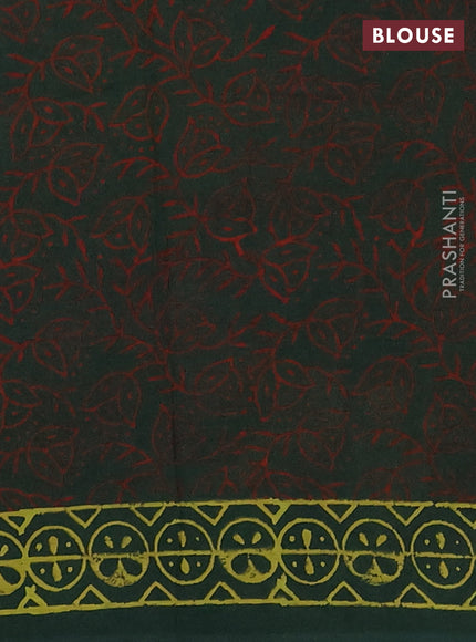 Bottle Green Jaipur Cotton Saree