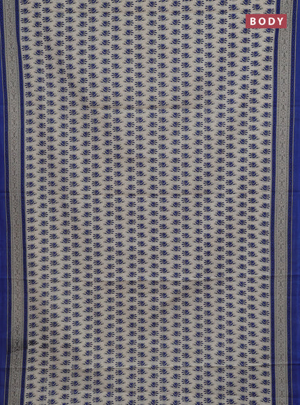 Off White & Blue Jaipur Cotton Saree
