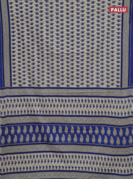 Off White & Blue Jaipur Cotton Saree