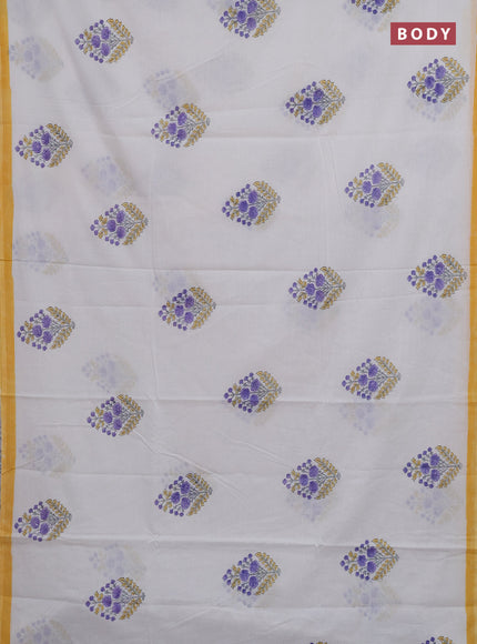 Off White & Yellow Jaipur Cotton Saree