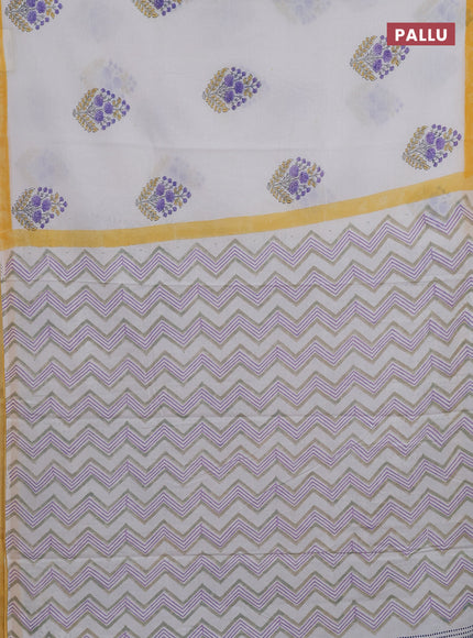 Off White & Yellow Jaipur Cotton Saree