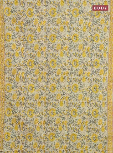 Pale Yellow Jaipur Cotton Saree