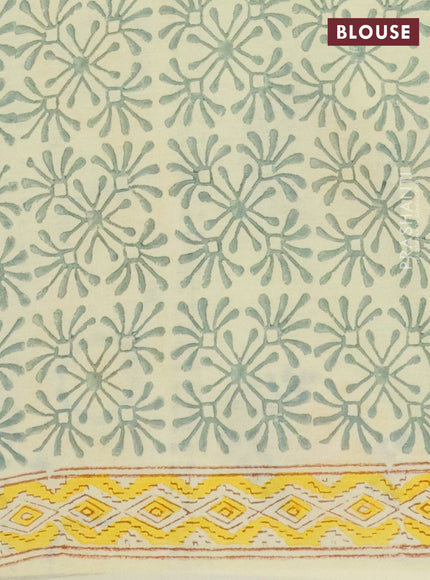 Pale Yellow Jaipur Cotton Saree