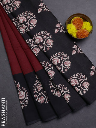 Red & Black Jaipur Cotton Saree