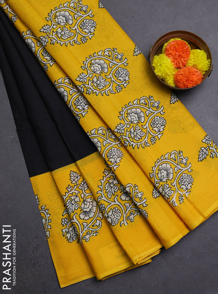 Black & Yellow Jaipur Cotton Saree