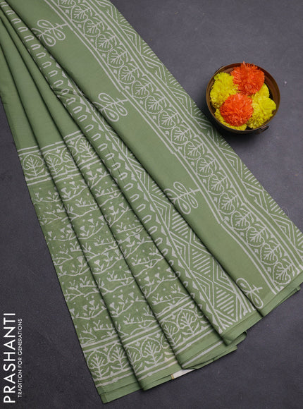 Elaichi Green Jaipur Cotton Saree