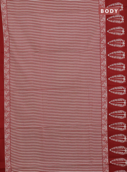 Off White & Red Jaipur Cotton Saree
