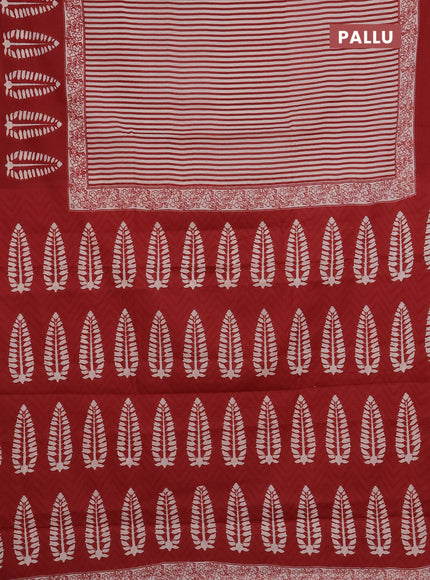Off White & Red Jaipur Cotton Saree