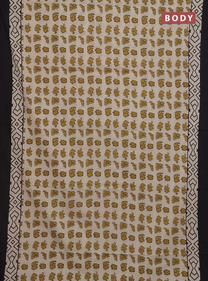 Cream & Black Jaipur Cotton Saree