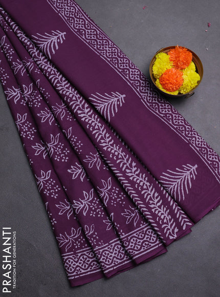 Purple Jaipur Cotton Saree