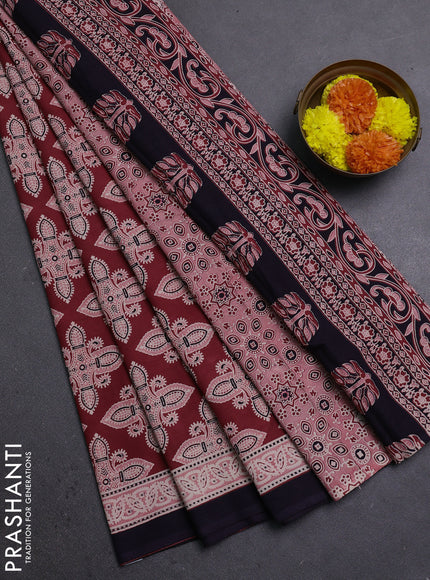Red & Black Jaipur Cotton Saree