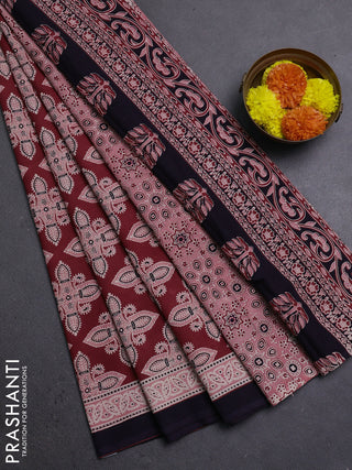 Red & Black Jaipur Cotton Saree