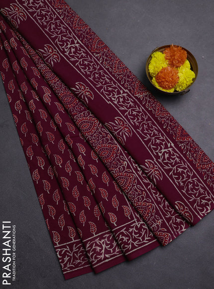 Wine Jaipur Cotton Saree