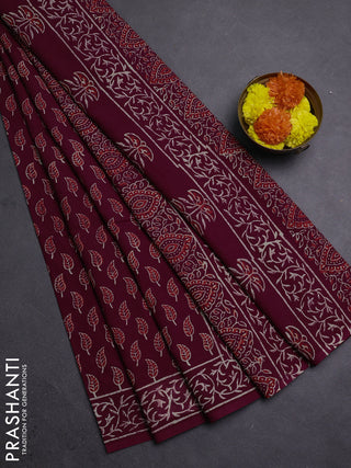 Wine Jaipur Cotton Saree