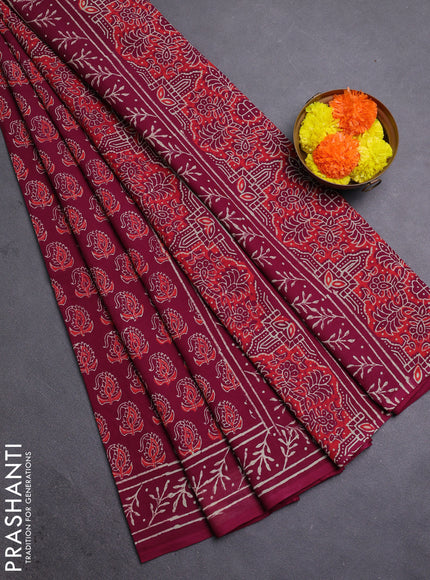 Wine Jaipur Cotton Saree