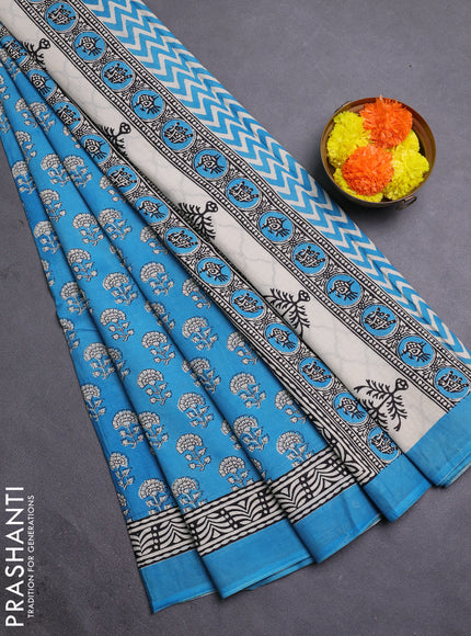 Blue Jaipur Cotton Saree