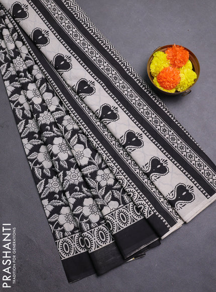 Black Jaipur Cotton Saree