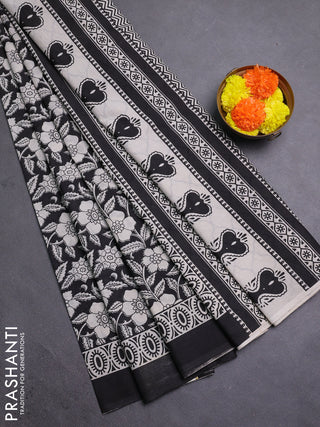 Black Jaipur Cotton Saree