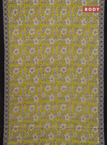 Lime Yellow & Black Jaipur Cotton Saree