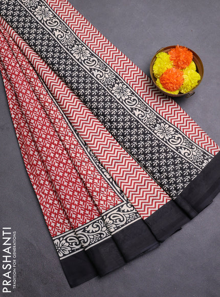 Red & Black Jaipur Cotton Saree