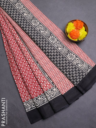 Red & Black Jaipur Cotton Saree