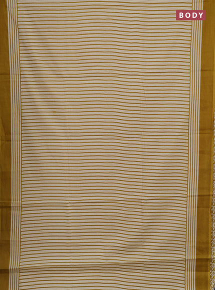Cream & Mustard  Jaipur Cotton Saree