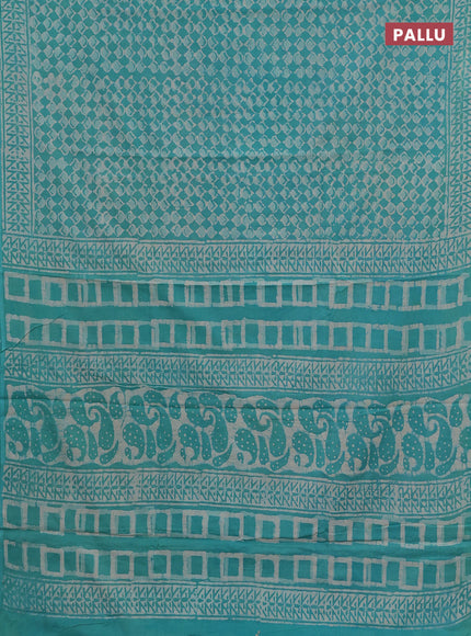 Teal Blue Jaipur Cotton Saree