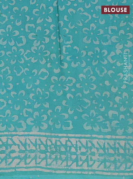 Teal Blue Jaipur Cotton Saree