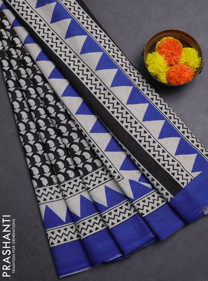 Black & Blue Jaipur Cotton Saree