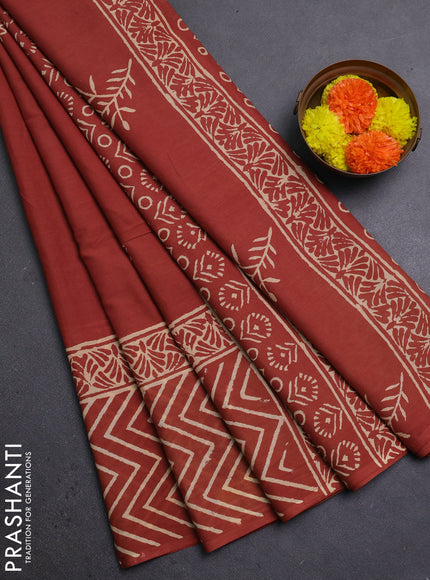 Rust Jaipur Cotton Saree
