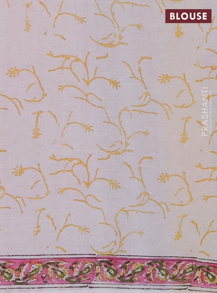 Peach Pink & Off White Jaipur Cotton Saree