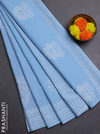 Aque Blue Jaipur Cotton Saree